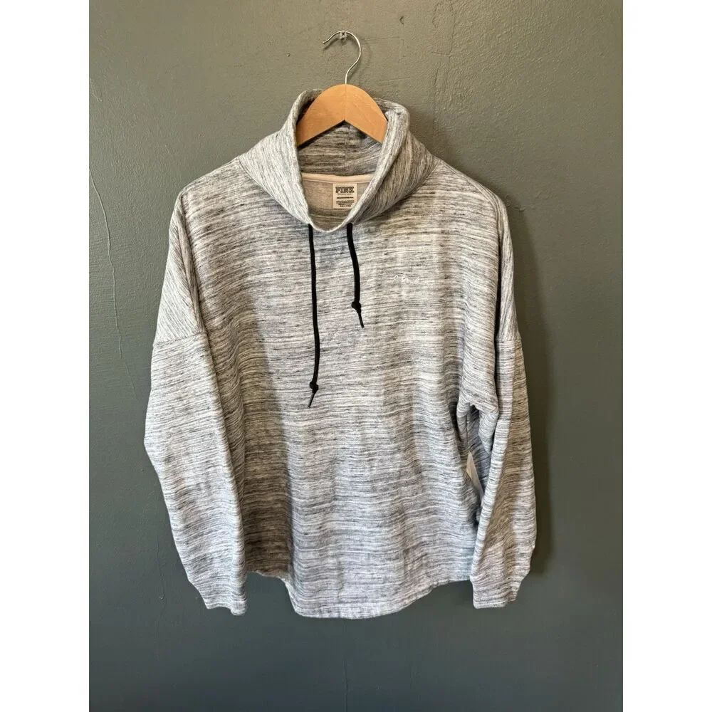 Pink Womens Gray Mock Neck Pullover Sweatshirt Size XS